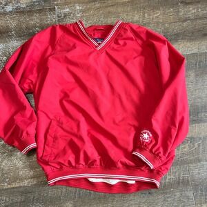 Vintage Converse All Star Red V-Neck Windbreaker Pullover Mens Medium
